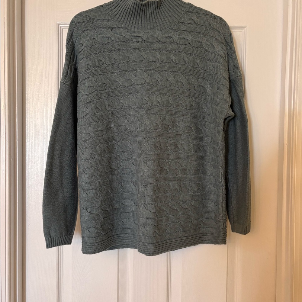 J. Jill Women's Cable Knit Turtleneck Sweater - Gray